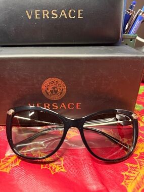 Versace Black Oversized Women's Sunglasses with Medusa Accent